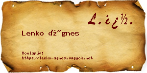 Lenko Ágnes névjegykártya